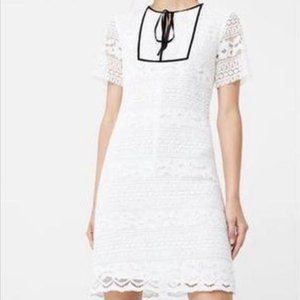 ⚡️NWOT - Mango Womens Dress with Bow Tie White Embroidered Size 4